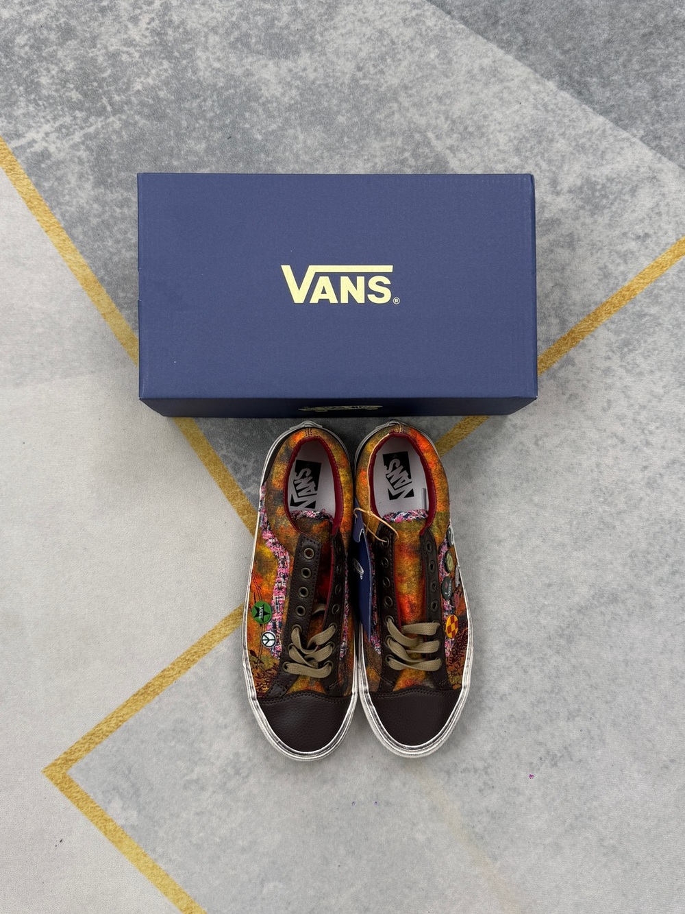 Vans Multicolor Tie-Dye Low Top Sneakers with Brown Accents - Picture 1 of 12